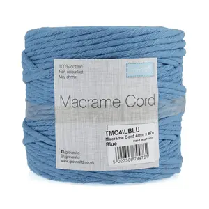 Trim: Macramé Cord: Cotton: 87m x 4mm: 0.5kg: Pale Blue