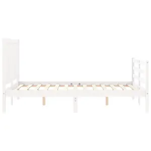 Berkfield Bed Frame with Headboard White 140x190 cm Solid Wood