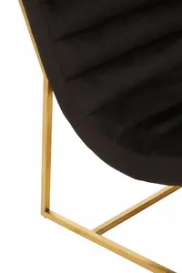 Interiors by Premier Black Velvet Cocktail Chair, Modern Art-Deco Black Velvet Accent Chair, Matte Gold Stainless Steel Frame