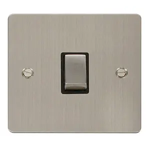 Flat Plate Stainless Steel 1 Gang 20A Ingot DP Switch - Black Trim - SE Home