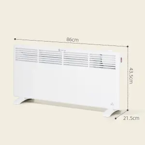 HOMCOM 2000W Panel Heater, Low Energy Electric Heater for Home, White