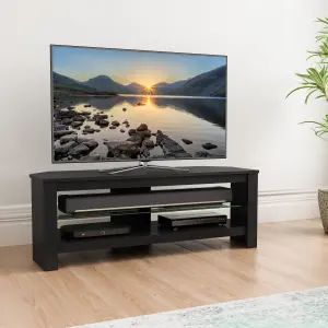 AVF Calibre Plus 1.15m TV Stand with Glass Shelf, for TVs up to 55" - Black Oak