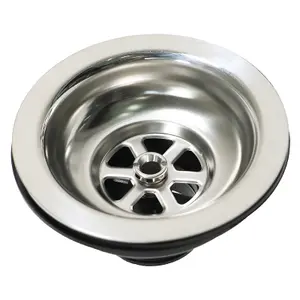 SPARES2GO Sink Strainer Basket Waste Drain Plug Chrome Plated Stainless Steel Kitchen Bathroom Basin (40mm, 1 1/2")