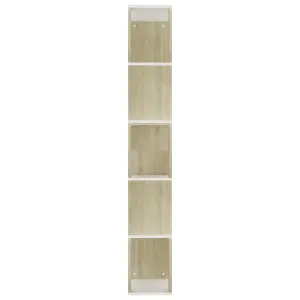 Berkfield Book Cabinet/Room Divider White and Sonoma Oak 45x24x159 cm Engineered Wood