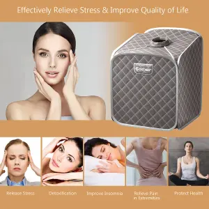 Costway 2L Foldbale Steam Sauna Personal Therapeutic Steam Spa 9 Adjustable Temperature