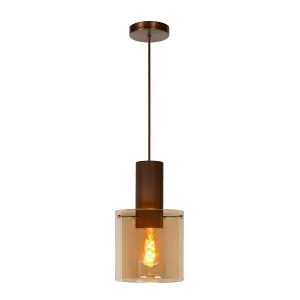 Lucide Toledo Vintage Pendant Light 20cm - 1xE27 - Amber