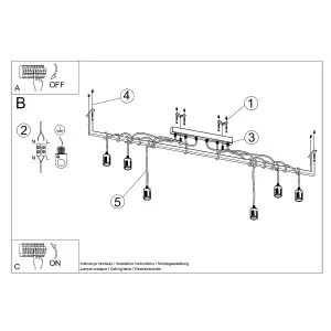 Salamanca Fabric & Steel Black 6 Light Classic Chandelier