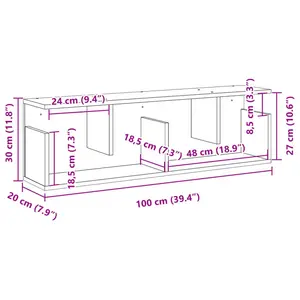 17 Stories Wall Cabinet 100X20x30 Cm Engineered Wood Black