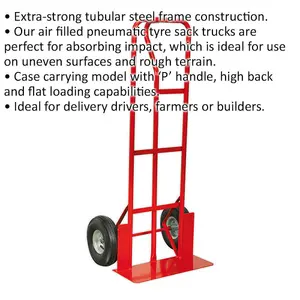 250kg Heavy Duty Sack Truck with 250mm Pneumatic Tyres for Easy Transport