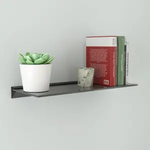 AVF 60cm Floating Glass Shelf - Black