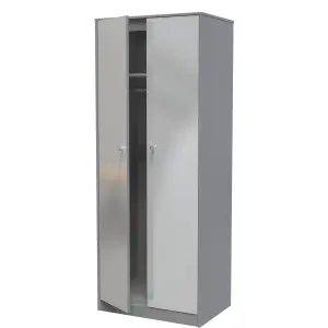 Taunton 2 Door Wardrobe in Uniform Grey Gloss & Dusk Grey (Ready Assembled)