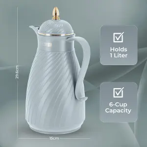 Royalford 1000ML Glass Vacuum Flask Insulated Tea Carafe Airpot