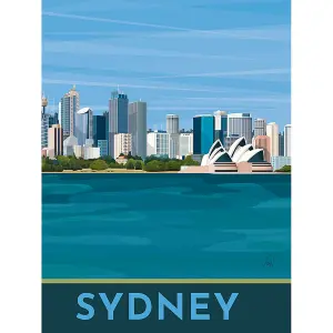 Georgina Westley Sydney Framed Canvas Print Blue (50cm x 40cm)