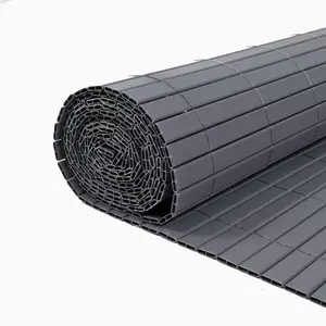 True Products Artificial Bamboo 20mm PVC Slat Screening Fencing Roll - Double Sided - 2m x 4m - Grey