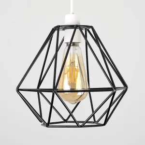 ValueLights Diablo Modern Geometric Black Metal Basket Cage Ceiling Pendant Light Shade