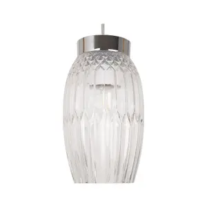 First Choice Lighting Set of 2 Facet Chrome with Clear Faceted Glass Pendant Shades