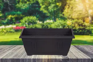 2 x 40cm Small Plastic Venetian Window Box Trough Planter Pot Black Colour