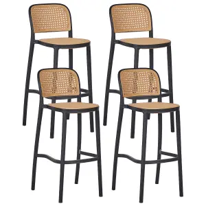 Set of 4 Bar Chairs PLOSE Synthetic Material Beige