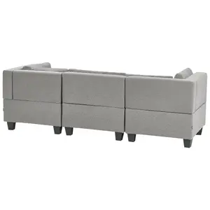 3-Seater Modular Fabric Sofa with Ottoman Light Grey UNSTAD