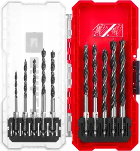 Einhell Universal Wood Drill Bit Set 10 Pieces Brad With S-CASE Box Accessory