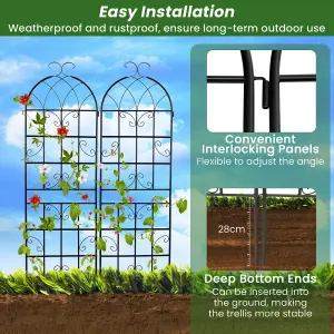 COSTWAY 4 Pack Metal Garden Fence Decorative Outdoor Trellis 180 cm x 50 cm