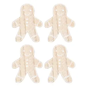 Something Different Gingerbread Man Christmas Coaster Set (Pack of 4) Beige/White (One Size)