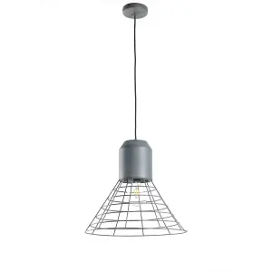 Luminosa Jerry Wide Wire Frame Pendant Ceiling Light, Urban Grey