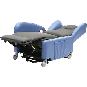 Dual Motor Rise and Recline Lounge Chair - Wipe Clean PU Fabric Black and Blue