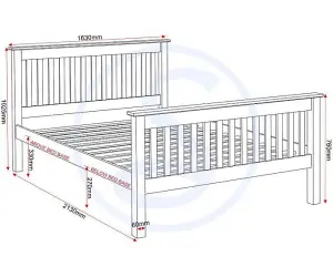 Monaco 5ft Kingsize Bed High Foot End in Grey and Oak