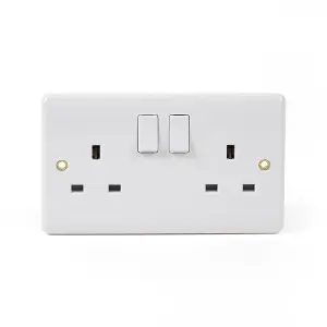 5 Pack - Lieber Silk White 13A 2 Gang DP Switched Socket - Curved Edge