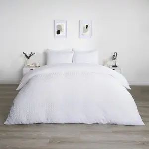 Geo Pinsonic Duvet Cover Set Quilt Bedding Set Pillowcases, White - Superking