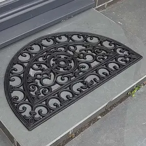 Wentworth Black Half Moon Outdoor Rubber Doormat 75 x 45cm