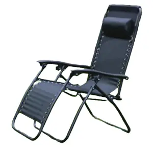 All black Zero Gravity Garden Reclining Chair Sun Lounger Recliner Outdoors Summer Patio