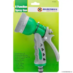 8 Dial Garden Hose Pipe Spray Gun Soft Grip Handle Multi Pattern Water Sprayer