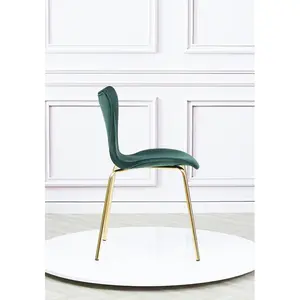 4 Doreen Velvet Upholstered Dining Chair with Black Metal Legs (Set of 4) Green / Gold