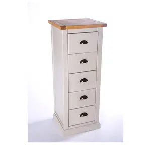 Loreo 5 Drawer Narrow Chest of Drawers Brass Cup Handle