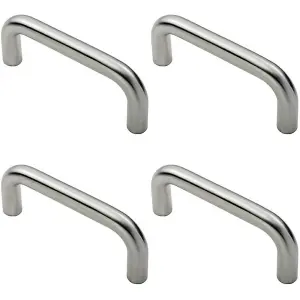 4x Round D Bar Pull Handle 169 x 19mm 150mm Fixing Centres Satin Steel