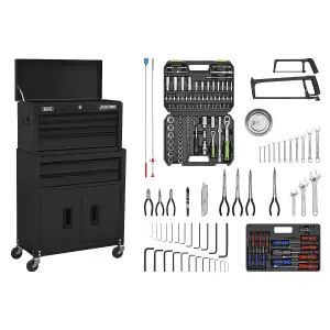 Sealey Topchest Rollcab 6 Drawers Black & Tool Kit 170 Pieces AP22BKCOMBO