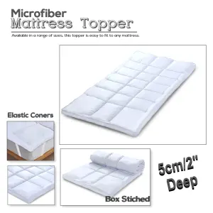 Microfibre Mattress Toppers 5cm Deep Thick Elastic Corner Box Stitched Soft Hotel Quality Anti Allergenic Mattress Protector