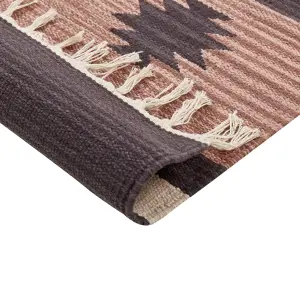 Cotton Kilim Rug 200 x 300 cm Beige and Brown ARAGATS