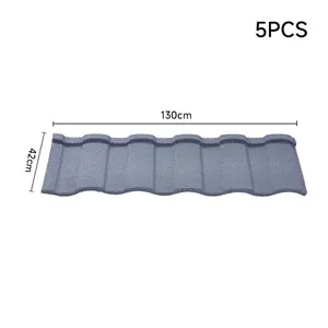 5 Pcs Grey Rainbow Tile Stone Coated Metal Sheet Roofing Shingles L 1300mm x W 420mm