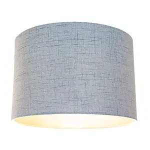 Contemporary and Sleek Blue Textured Linen Fabric Drum Lamp Shade 60w Maximum