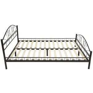 Metal bed frame Art with slatted base - black/black