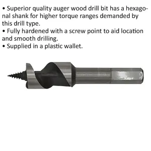 High-Performance 20 x 100mm Auger Drill Bit with Hex Shank for Woodworking