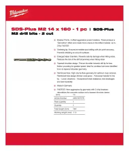 Milwaukee - SDS-Plus Drill Bit 14mm x 110mm - 1 Piece