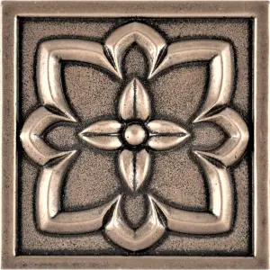 (Pack of 4 Tiles) Niche Tiles Crown Metal Champagne Bronze 9.5cm. x 9.5cm. Handmade Decorative Tile