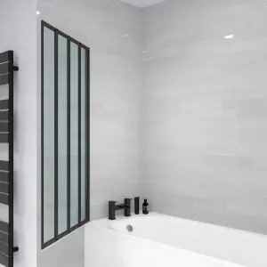 Nes Home 800 x 1400 mm 4 Fold Door Bath Shower Screen Black Frame