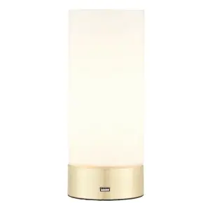 Touch Dimmable Table Lamp Brass & Frosted Glass Shade Modern Light USB Charger