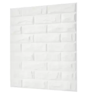 3D Wall Panels Adhesive Included - 6 Sheets Cover 16.15ft²(1.5m²) Interior Cladding Panels - Classic Brick Design in Matt White