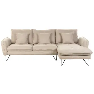 Corner Sofa SERSAN White Fabric Left Hand